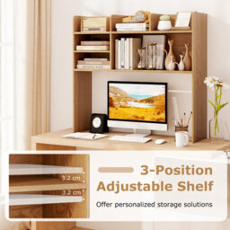 Gainoom Natural Desktop Bookshelf 3-Tier Display Rack Bookcase Storage Rack W/2 Anti-Tipping Devices - thumbnail 7