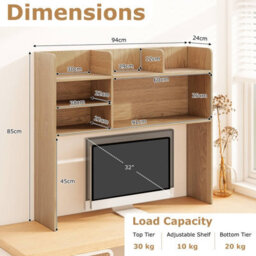 Gainoom Natural Desktop Bookshelf 3-Tier Display Rack Bookcase Storage Rack W/2 Anti-Tipping Devices - thumbnail 2