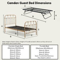 OAT Home Camden Antique Brass Effect Metal Victorian Hospital Style Single Bed Frame & Guest Trundle - thumbnail 9
