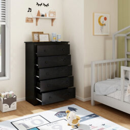 Costway 5 Drawer Dresser Modern Chest Of Drawers 115Cm Wooden Storage Organizer - thumbnail 4