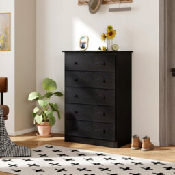Costway 5 Drawer Dresser Modern Chest Of Drawers 115Cm Wooden Storage Organizer - thumbnail 3