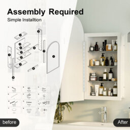 Keepreaper Sleek Beveled Edge Bathroom Mirror Cabinet Arched Frameless Wall Mounted 40X80 Cm With 3 Glass Shelves Bathroom Cabinet - thumbnail 4