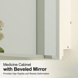 Keepreaper Sleek Beveled Edge Bathroom Mirror Cabinet Arched Frameless Wall Mounted 40X80 Cm With 3 Glass Shelves Bathroom Cabinet - thumbnail 3