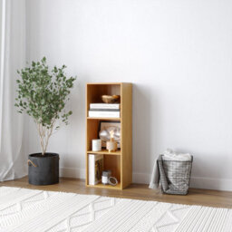 Urbn-Living Urbnliving 30Cm Height Beech 3 Tier Wooden Bookcase Shelving Display Storage Wood Shelf Shelves Cube - thumbnail 2