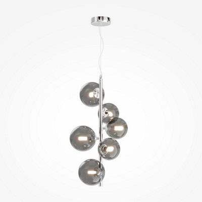 Luminosa Lighting Luminosa Maytoni Dallas Modern 6 Light Globe Pendant Ceiling Light Chrome, Smoky Shade, G9 - image 1
