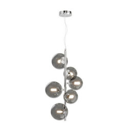 Luminosa Lighting Luminosa Maytoni Dallas Modern 6 Light Globe Pendant Ceiling Light Chrome, Smoky Shade, G9 - thumbnail 2