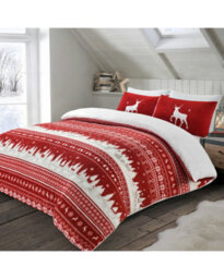 Velosso Red Nordic Teddy Duvet Cover And Pillowcase Set Single - thumbnail 2