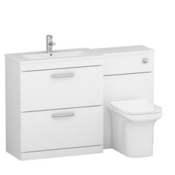 Royal Bathrooms Turin 1300mm Gloss White 2-Drawers Minimalist Basin With Crosby Back To Wall Toilet Pack - thumbnail 4