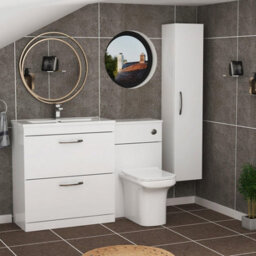 Royal Bathrooms Turin 1300mm Gloss White 2-Drawers Minimalist Basin With Crosby Back To Wall Toilet Pack - thumbnail 3