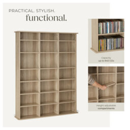 Tectake Shelves Stevie - 21 Compartments, Height-Adjustable, Removable Shelves  - Wood Light, Oak Sonoma - thumbnail 4