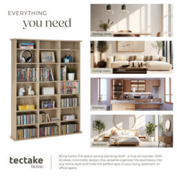 Tectake Shelves Stevie - 21 Compartments, Height-Adjustable, Removable Shelves  - Wood Light, Oak Sonoma - thumbnail 5