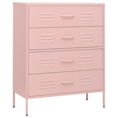 Berkfield Durable Chest Of Drawers Pink 80X35X101.5 Cm Steel
