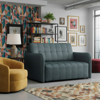 Viva Grand Ii Upholstered Living Room Sofa Bed With Wooden Legs Wave Spring Frame Bedding Storage 85X125X98Cm Dark Grey - image 1