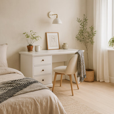 Wyld Haus Osaka Farmhouse White Wooden Desk With 3 Drawers - image 1