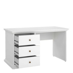 Wyld Haus Osaka Farmhouse White Wooden Desk With 3 Drawers - thumbnail 7