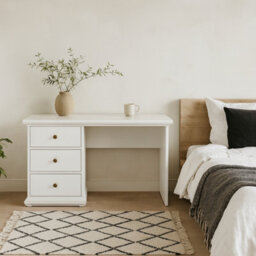Wyld Haus Osaka Farmhouse White Wooden Desk With 3 Drawers - thumbnail 2