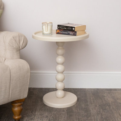 Melody Maison Taupe Painted Round Wooden Bobble Side Table - 45Cm X 56.5Cm - image 1