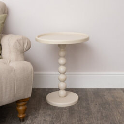 Melody Maison Taupe Painted Round Wooden Bobble Side Table - 45Cm X 56.5Cm - thumbnail 6