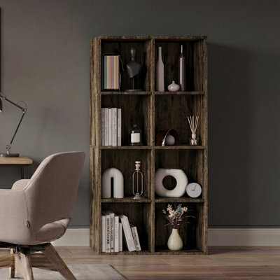 Lassic Vida Designs 8 Cube Storage Unit Shelving Bookcase Display Organiser- Modern Cube Shelf For Living Room Bedroom Office, Dark Wood - image 1