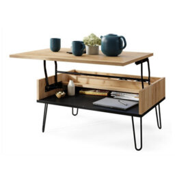 Heze Furniture Hairpin S-90 Modern Lift Top Coffee Table - Gold Craft Oak & Black - thumbnail 7