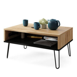 Heze Furniture Hairpin S-90 Modern Lift Top Coffee Table - Gold Craft Oak & Black - thumbnail 6
