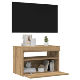 Berkfield Tv Cabinets With Led Lights 2 Pcs Artisan Oak Engineered Wood - thumbnail 4