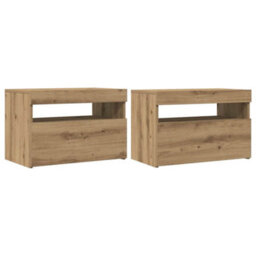 Berkfield Tv Cabinets With Led Lights 2 Pcs Artisan Oak Engineered Wood - thumbnail 2