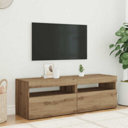 Berkfield Tv Cabinets With Led Lights 2 Pcs Artisan Oak Engineered Wood - thumbnail 3