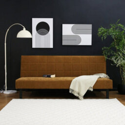 Vittoria Click Clack Sofa Bed In Premium Textured Linen 3 Seater Brown - thumbnail 2