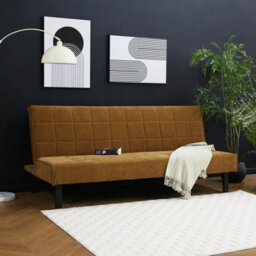 Vittoria Click Clack Sofa Bed In Premium Textured Linen 3 Seater Brown