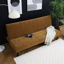 Vittoria Click Clack Sofa Bed In Premium Textured Linen 3 Seater Brown - thumbnail 3