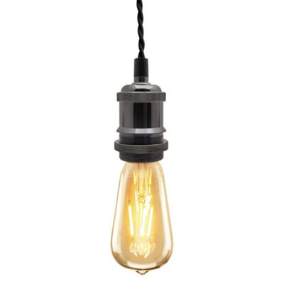 Long Life Lamps Company Industrial Vintage Ceiling Pendant Lamp Holder Black Nickel E27 Fitting M0219 - image 1
