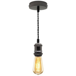 Long Life Lamps Company Industrial Vintage Ceiling Pendant Lamp Holder Black Nickel E27 Fitting M0219 - thumbnail 4