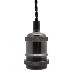 Long Life Lamps Company Industrial Vintage Ceiling Pendant Lamp Holder Black Nickel E27 Fitting M0219 - thumbnail 3