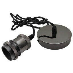 Long Life Lamps Company Industrial Vintage Ceiling Pendant Lamp Holder Black Nickel E27 Fitting M0219 - thumbnail 8