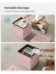 LEDREM Storage Ottoman, Foldable Small Ottoman Foot Rest, 38 X 38 Cm Foot Stool, Ottoman With Storage, Load Up To 300 Kg - thumbnail 6
