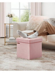 LEDREM Storage Ottoman, Foldable Small Ottoman Foot Rest, 38 X 38 Cm Foot Stool, Ottoman With Storage, Load Up To 300 Kg - thumbnail 2