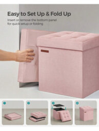 LEDREM Storage Ottoman, Foldable Small Ottoman Foot Rest, 38 X 38 Cm Foot Stool, Ottoman With Storage, Load Up To 300 Kg - thumbnail 7