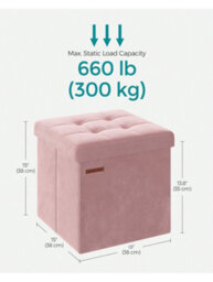 LEDREM Storage Ottoman, Foldable Small Ottoman Foot Rest, 38 X 38 Cm Foot Stool, Ottoman With Storage, Load Up To 300 Kg - thumbnail 9