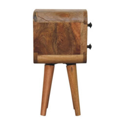 Artisan Furniture Solid Wood Extra Mini Curved Oak-Ish Bedside, 2 Drawers, Beige - thumbnail 9