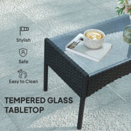 Outsunny 4 Piece Rattan Garden Furniture Sofa Set With Cushions, Black - thumbnail 7
