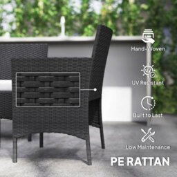 Outsunny 4 Piece Rattan Garden Furniture Sofa Set With Cushions, Black - thumbnail 5