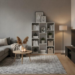 Walplus Three-Tier End Table, French Oak Grey With Black Frame - thumbnail 6