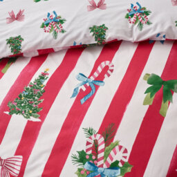 Catherine Lansfield Christmas Stripe Reversible Duvet Cover Set With Pillowcases Red - thumbnail 4