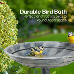 Divchi Bird Bath For Garden Freestanding  Feeder Bowl Pedestal Birdbath For Outdoors Patio Yard & Lawn Décor  Grey Bird Bath - thumbnail 3