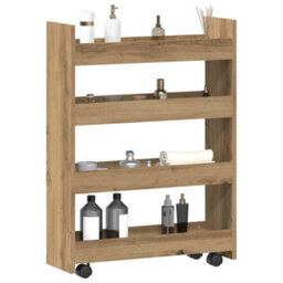 Walplus Narrow Storage Trolley 4 Tier Artisian Oak Engineered Wood - thumbnail 3