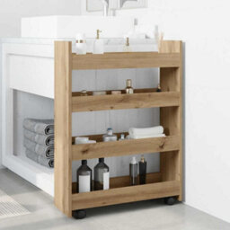 Walplus Narrow Storage Trolley 4 Tier Artisian Oak Engineered Wood