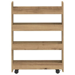 Walplus Narrow Storage Trolley 4 Tier Artisian Oak Engineered Wood - thumbnail 4