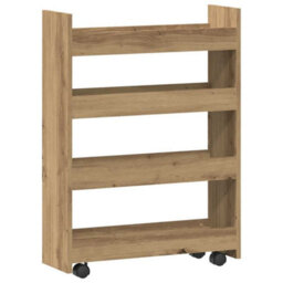 Walplus Narrow Storage Trolley 4 Tier Artisian Oak Engineered Wood - thumbnail 2