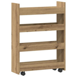 Walplus Narrow Storage Trolley 4 Tier Artisian Oak Engineered Wood - thumbnail 6